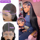 30 40 Inch Bone Straight 13x6 13x7 Transparent Lace Front Wig 250 Density 13x4 HD Lace Frontal Wigs Human Hair 6x6 CLosure Wig
