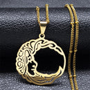 Gothic Stainless Steel Moon Necklace for Women Black Color Big Neckless Jewelry collar acero inoxidable mujer N3107S03