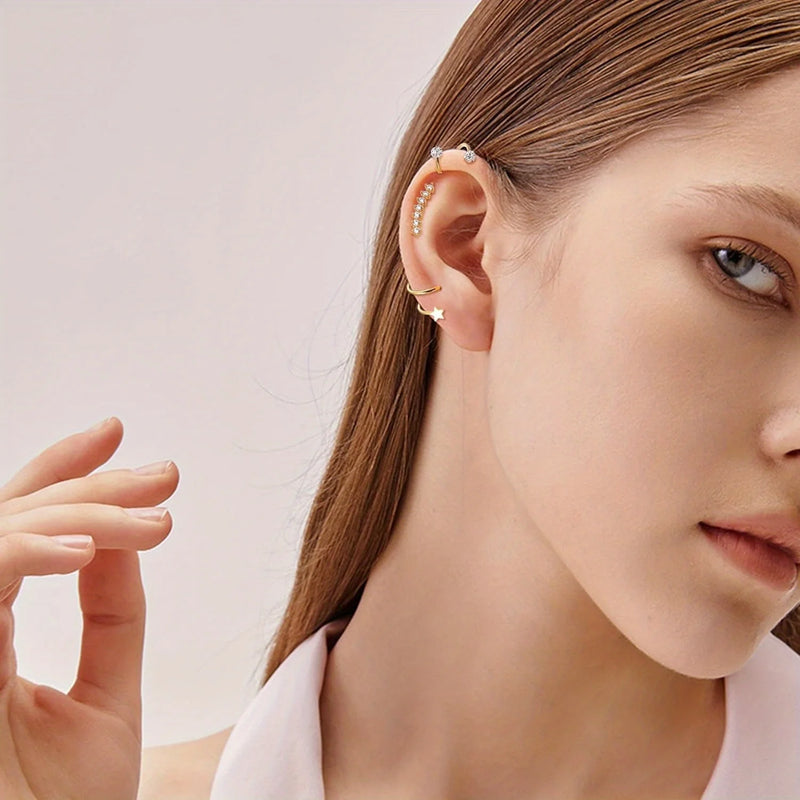 Drperfect Cartilage Earring Stainless Steel Stud Earrings for Women Men Flower Heart Leaf Hypoallergenic Screw Back Earrings