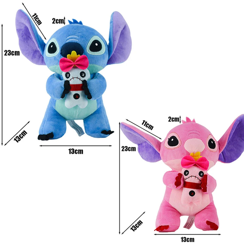 25cm 18cm 12.5cm Stitch Angel Plush Cute Anime Cartoon Toys Dolls Plush Car Desk Decoration Birthday Gifts For Children Kid Fan