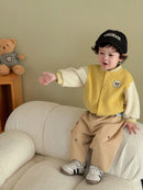 2026 Fall New Toddler Kids Pants Cotton Cartoon Embroidered Harem Pants Baby Boy Casual Striped Denim Baggy Trousers