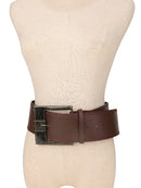 Ladies' retro Punk Fashion wide waistband with Square Bronze Pin buckle Girdle Belts For Women Paired with coat sweater dress