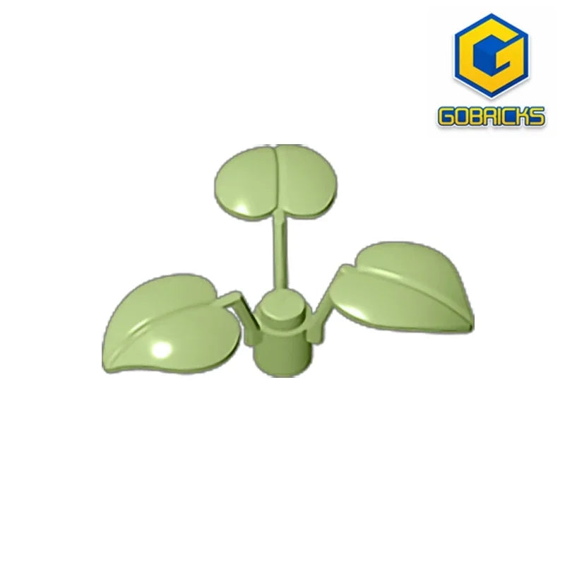 Gobricks GDS-1449 Plant Flower Stem 1 x 1 x 2/3 with 3 Large Leaves  compatible with lego 6255 pieces of children's DIY