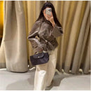 Chic Grid Belt Women's Coat Double Breasted Lapel Lace-Up Long Sleeve Lady Coats 2026 Autumn Fashion Female Vintage Jacket Lady