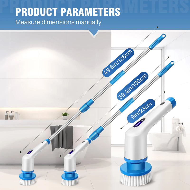 Electric Spin Scrubber Electric Cleaning Brush w/9 Brush Heads&Extension Handle,Cordless Cleaning Brush for Tile,Sink,Tub,Floor