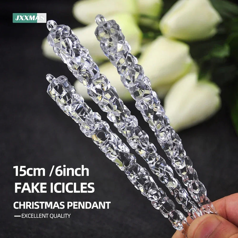 6pcs Christmas Decoration Simulation Ice Xmas Tree Hanging Ornament Artificial Clear Fake Icicle Winter Party Home Decor Navidad