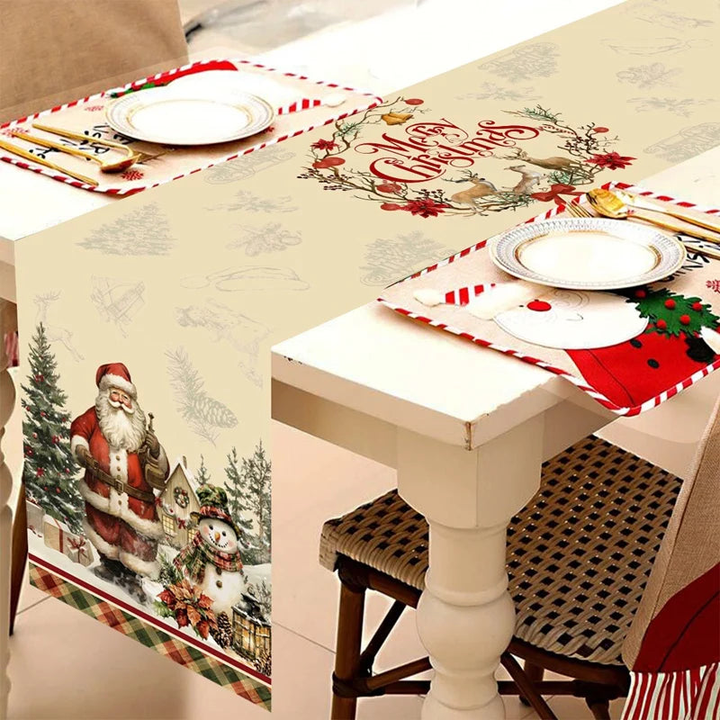 Christmas Table Runner Merry Christmas Decoration For Home Xmas Table Decor 2025 Navidad Notal Noel Ornament Happy New Year 2026
