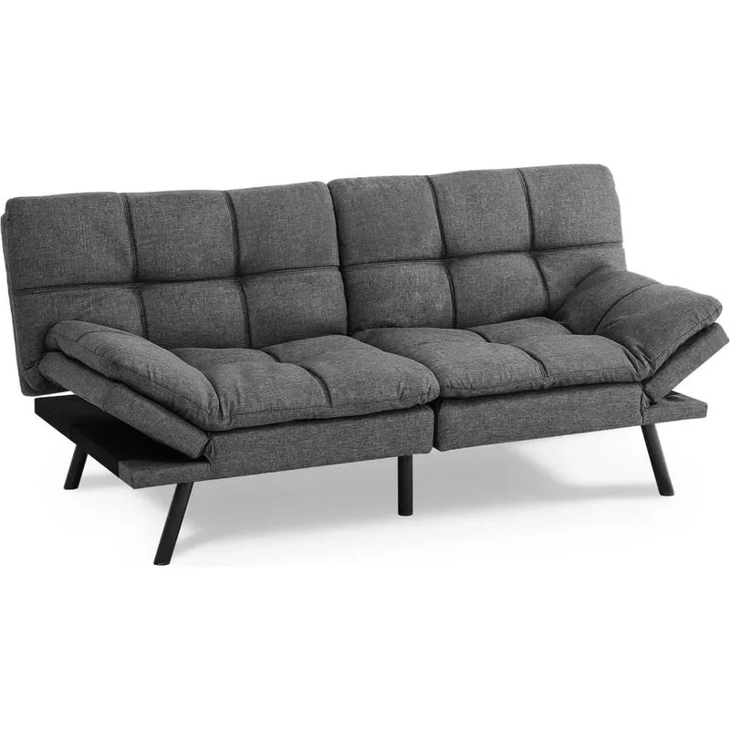 Sofa Bed Couch, Loveseat Sleeper Futon For Living Room, Foldable Memory Foam Furniture, Convertible Full Size Sofa,Linen Grey