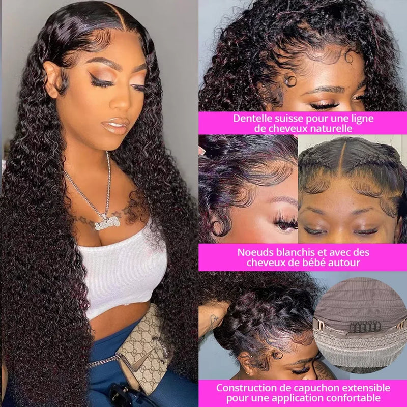 Water Wave Lace Front Human Hair Wigs Brazilian Deep Wave 360 HD Lace Frontal Wig Curly Human Hair Wigs For Women PrePlucked