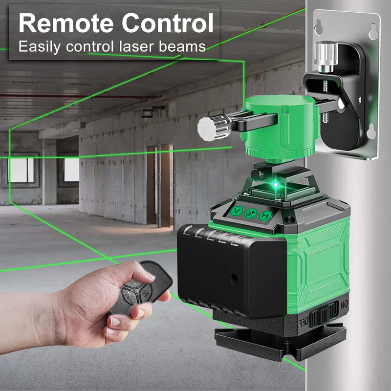 Tegatok16 Lines 4D Professional Laser Level Horizontal Vertical Green Laser Automatic 360°Self-Leveling Laser Building Tools