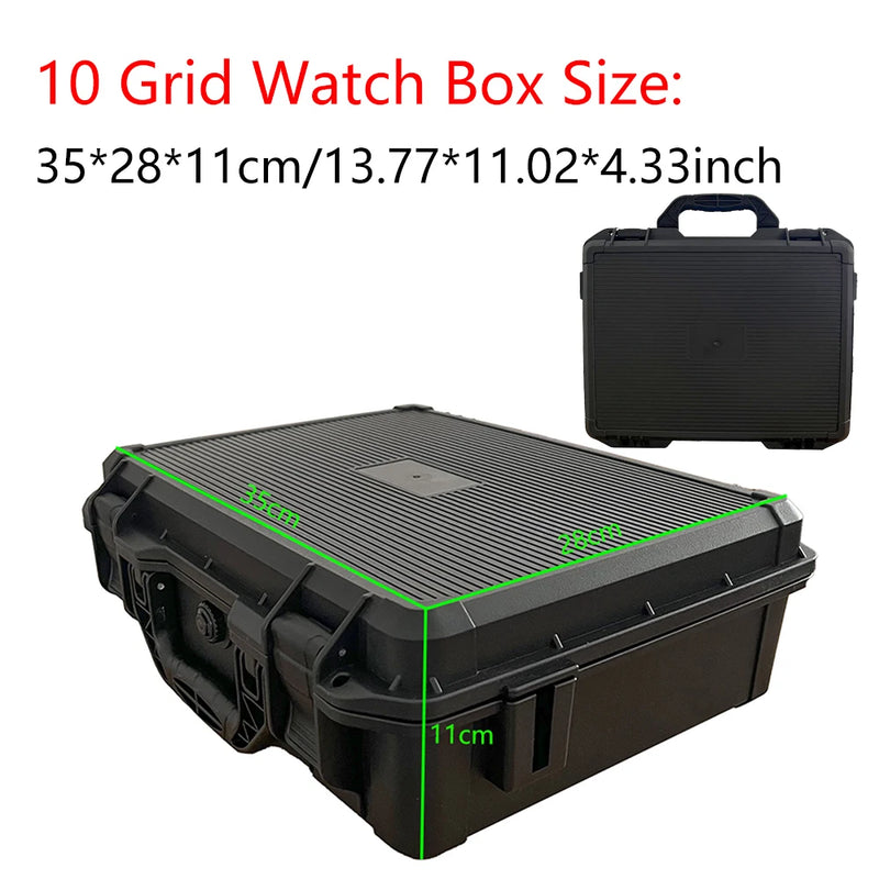 10/12 Grid Waterproof High-end Watch Box Collection Watch Antique Protective Safety Box Thickened With Sponge Moisture-proof Box