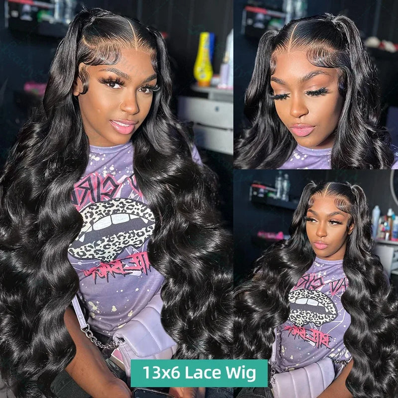 13x6 Body Wave Lace Front Wigs Human Hair 200% Density 13x4 Loose Wave Frontal Wig Pre Plucked HD Transparent Human Hair Remy