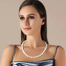 New Hot Real White Freshwater Cultured Pearl Necklaces for Women Girl Gift, 925 Sterling Silver Women's Baroque Pearl Necklace
