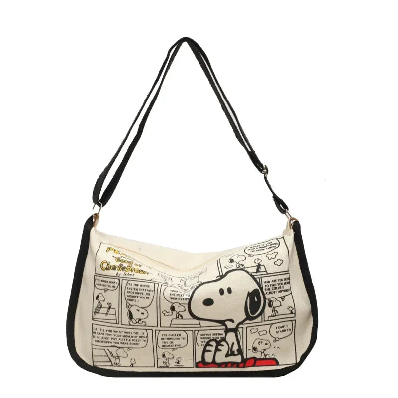 Canvas Bag Women High Capacity Bag Fashion Cartoon Snoopy Handbag Versatile One Shoulder Tote Bag Christmas Present for Girls