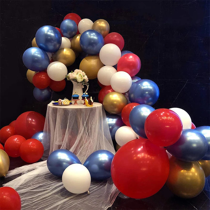 New 119pcs Gold Blue Red White Super Hero Balloons Happy Birthday Party Arche Ballon Anniversaire Decoration Boy Baptism Globos