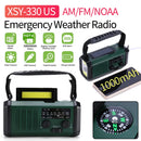AM/FM/NOAA Weather Pocket Flashlight Radio SOS LED Emergency Radio Solar Hand Crank Powered Wind Up Phone Charger Bank