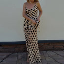 Polka Dots Print Detachable Scarf Sling Dress 2026 New Ladies Slim V-neck Spaghetti Strap Long Robes Women's Beach Dresses