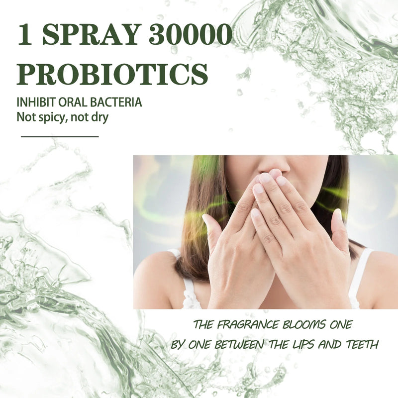 Probiotic Breath Freshener Oral Spray Natural Formula Portable Effective in Removing Bad Breath Mint Flavored Mouth Spray