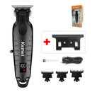 Kemei KM-2293 DLC T-Blade Professional Finishing Machine Zero Gapped Clipper USB LED Display Full Metal Hair Trimmer Machine