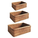 Handgeflochtener Rattan-Korb, Obstkorb, Teekorb, Snackkorb, Brotkorb, Kosmetikaufbewahrung, rechteckige Aufbewahrungsbox, Haushalts-Küchenbedarf