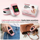 Pink Fingertip Pulse Oximeter Blood Oxygen Monitor Measure Heart Rate Breathing Rate SpO2 LED Display for Family Work Travel