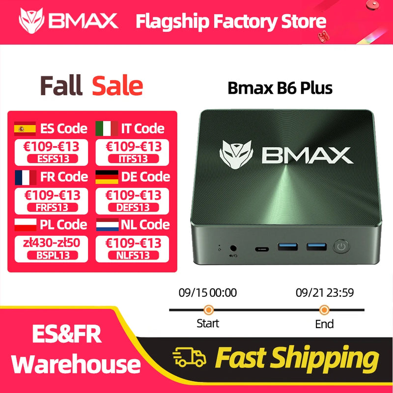 Bmax B6 Plus Mini Pc Intel I3-1000Ng4 Windows 11 Pc 12Gb Ddr4 Ram 512Gb Nvme Ssd Wifi 5 USB 3.0 USB * 3 HDMI * 2 Bluetooth4.2