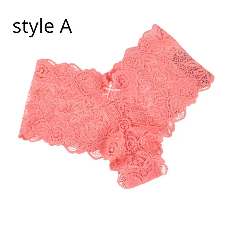 1 PC Sexy Women Floral Lace Panties Perspective Underwear V Waist Solid Color Underpants Female Breathable Intimates Lingerie