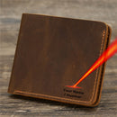 Crazy Horse Leather Men Wallets Retro Handmade Small Purse Top Cow Leather Brand Designer Minimalist Wallet Portomonee