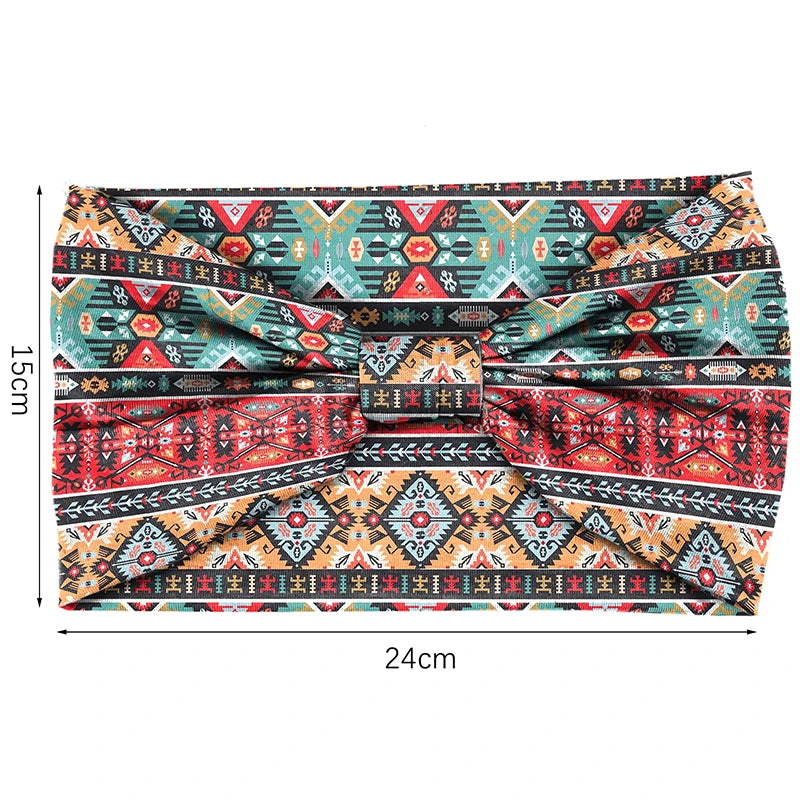 Cotton Stretch Headband African Pattern Print Twist Style Elastic Hair Band Wide Hairbands Bandana Turban Knot Headwrap DIY