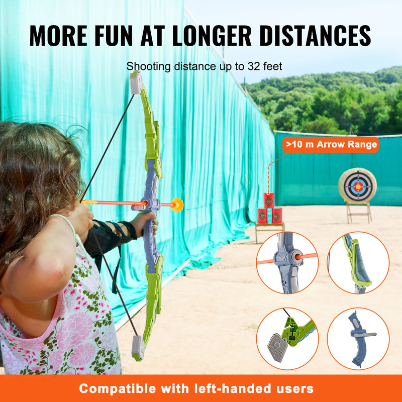 SucceBuy Kids Bow and Arrow Set LED Light Up Archery Toys Set with 10/20 Suction Cup Arrows Target & Quiverfor Kids Ages 4-12