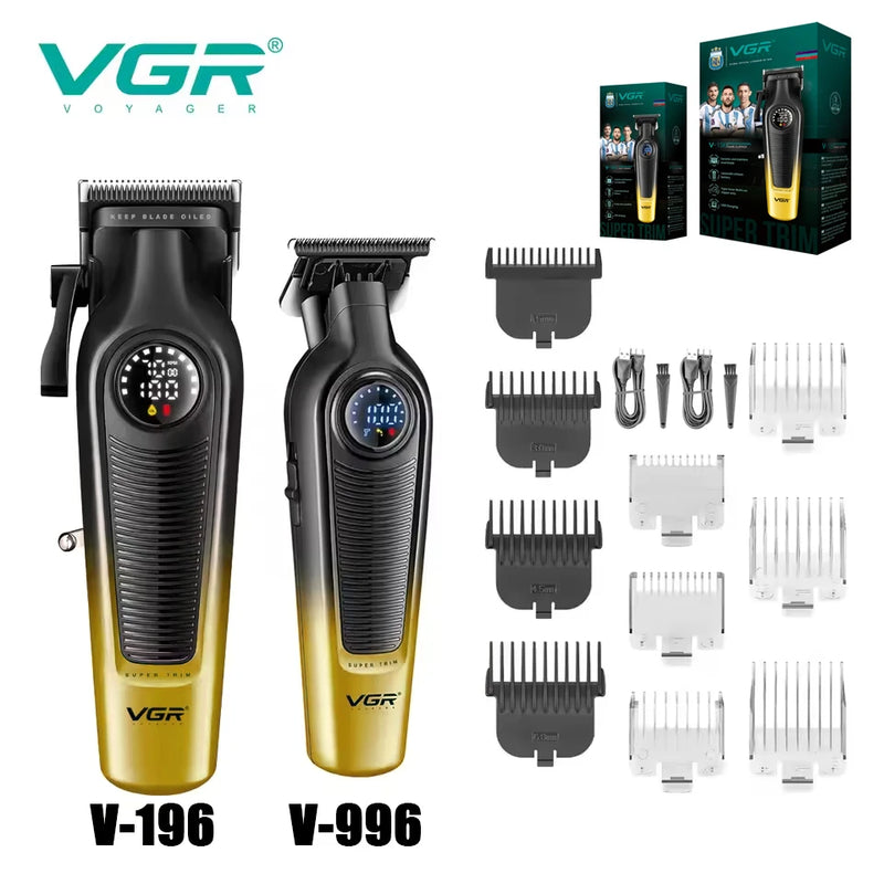 VGR V-996 Men's Professional Hair Clipper with DLC Blade, 7000 RPM, LED Display, Barber Shop Cordless Professional Hair Trimmer