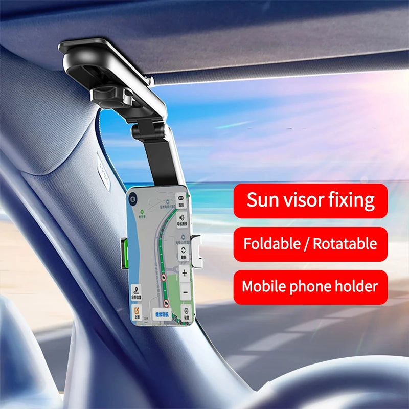 1 Car Phone Holder, Multifunctional 360 Degree Rotating Rearview Mirror, Seat Clip Holder, 4.0-6.1 Inch Mobile GPS Holder