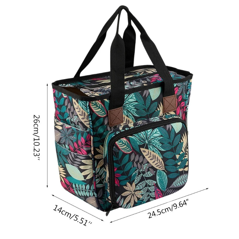 Portable Knitting Bag DIY Yarn Storage Organizer Crochet Hook Needles Knitting Tote Basket for Yarn Balls Sewing Supply