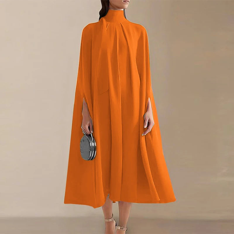 VONDA Summer Party Dress 2024 Elegant Evening Midi Dress Fashion Women Bat Sleeve Turtleneck Sundress Casual Vetidos Loose Robe