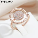 SYOUJYO Natural Zircon Full Paved Women's Ring 585 Rose Golden Unique Luxury Design Bride Wedding Jewelry Best Gift For Girls