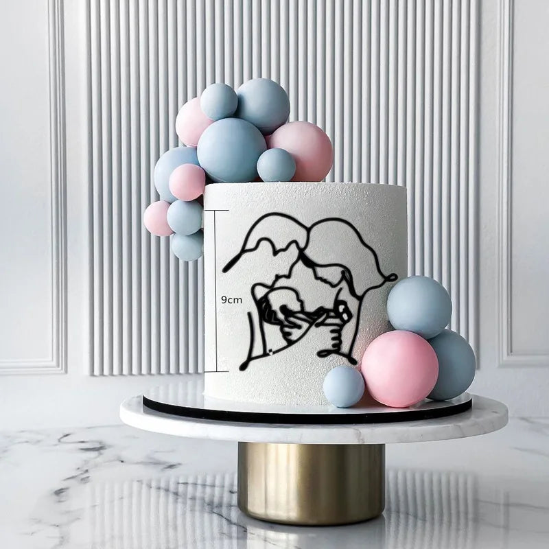 2023 New Baby's Happy Birthday Party Cake Topper Gold Cartoon Acrylic Cake Toppers for Baby Shower Cake gift Dessert Decoration