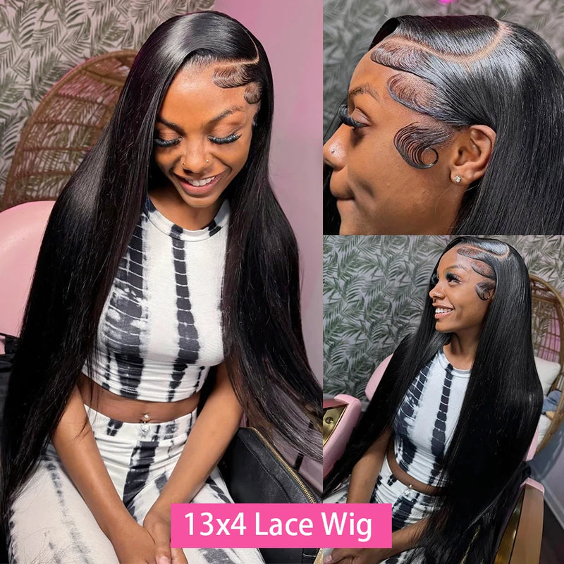 Smooth Straight Human Hair Lace Frontal Wig Straight 13x4 13x6 360 Full Lace Front Wigs Human Hair Brazilian Remy Hair 200%