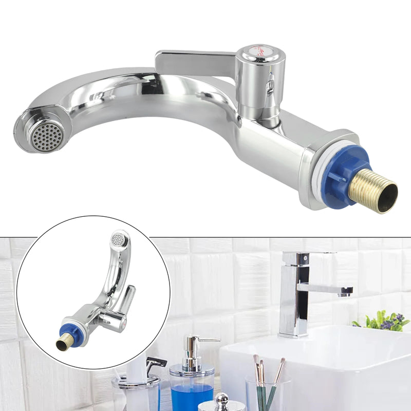 1pc ABS Bathroom Basin Faucet Water Purifier Single Lever Hole Tap Single Cold Silver Moon Shaped Bathroom Faucets