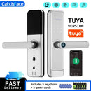 Tuya Silver Smart Türschloss Portugiesische Sprachausgabe Sicheres Digitales Elektronisches Schloss Bluetooth APP Fingerabdruck Passwort RFID Entsperren