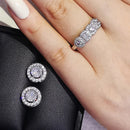 2026 New Arrivals Luxury 2pcs Silver Color Cz Dubai Jewelry Set Ring and Earring for Women Wedding Party Lady Gift Jewelry J5968
