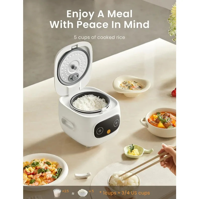 Mini Rice Cooker 5 cups cooked/2.5 cups uncooked, Portable Non-stick Rice Cooker, 6 functions, Fast Rice Cooker