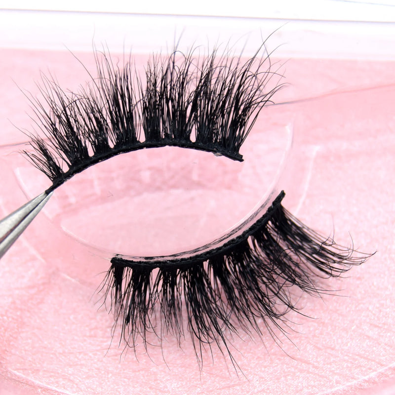 Visofree Half Mink Lashes Make Up False Eyelashes Hand Up Natural Long Mink Lashes Cruelty Free Crisscross Mink Fake Eyelashes