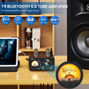 AIYIMA T9 HiFi Bluetooth 5.0 Röhrenverstärker USB DAC Stereo-Verstärker COAX OPT Heim-Audio-Endstufe VU Meter 100W