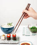 2/5 Pairs Natural Wooden Chopsticks Reusable Black Cherry Blossom Japanese Sushi Chop Sticks Set for Chinese Food