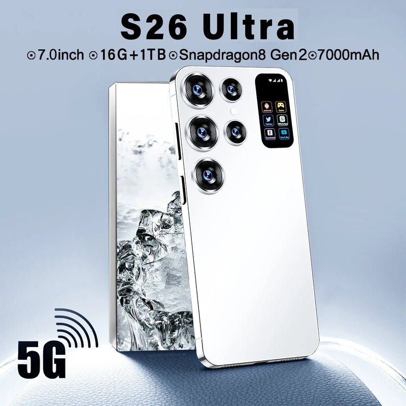 Original S26 Ultra smartphone Snapdragon8 gen2 16G+1TB 7000mAh 48+72MP dual SIM dual standby 5G phone Android 13 phone