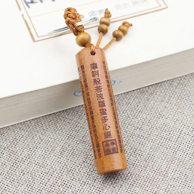 Yanting wood keychain Chinese anicent words round square charms trinket charm pendant car keychains Christmas gifts for men 022