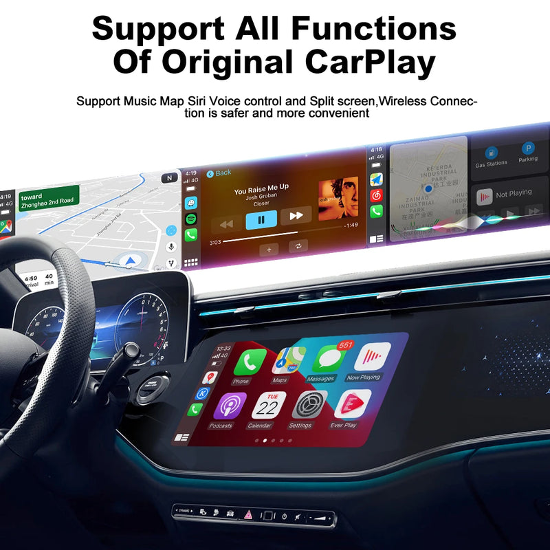MMB Wired to Wireless Apple CarPlay Dongle USB Adapter Online Updates BT 5.2 Plug and Play for Mercedes Toyota Corolla Mazda CX5