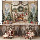 Santa Claus Workshop Backdrops Kids Family Photography Props Magic Christmas Fireplace Gifts Wreath Xmas Trees Backgrounds