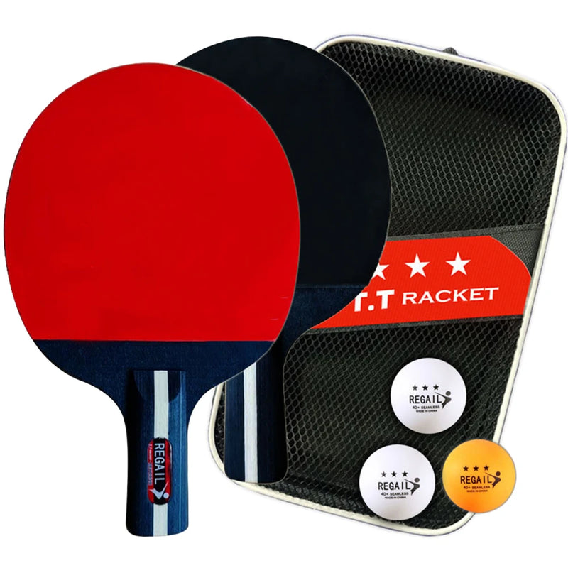 Ping Pong Racket 2 Rackets & 3 Balls Table Tennis Paddles Professional Ping Pong Paddle with Bag for Beginners Training Game