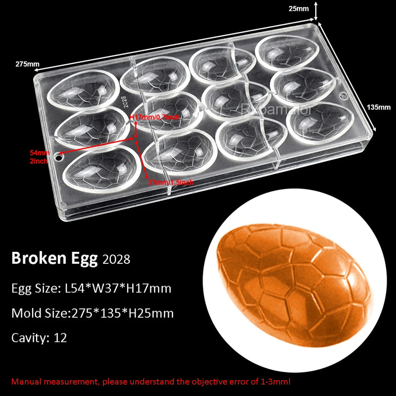 Chocolate Mold for Easter Egg Bunny Chocolate Bonbons Candy Bar Polycarbonate Confectionery Baking Pastry Tools